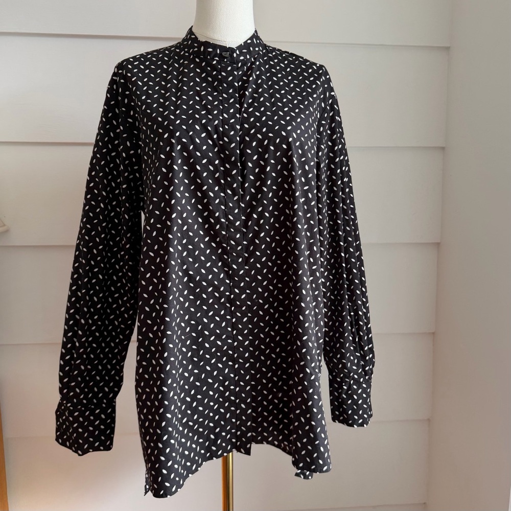 Diane Von Furstenberg Button-Down Shirt - Black Multi Bromley Dot  size M